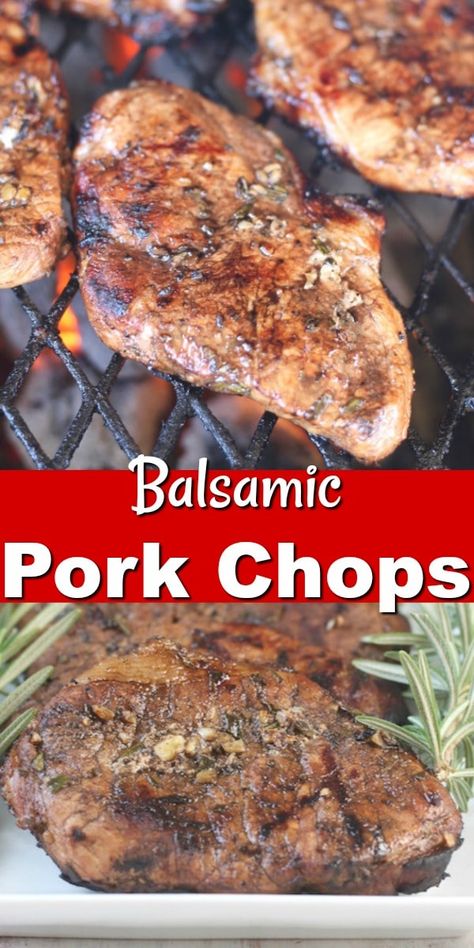 Balsamic Pork Chops - Easy Recipe - Miss in the Kitchen Pork Chops Easy, Balsamic Pork Chops, Pork Chop Marinade, Balsamic Marinade, Marinated Pork Chops, Balsamic Pork, Bbq Pork Ribs, Easy Pork Chop Recipes, Grilled Pork Chops