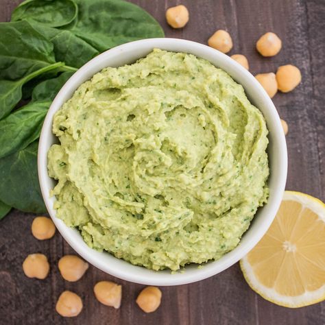 Spinach and Garlic Hummus Spinach Hummus, Garlic Hummus Recipe, Healthy Hummus, Spinach Benefits, Garlic Hummus, Hummus Dip, Healthier Desserts, Vegan Dip, Vegan Hummus