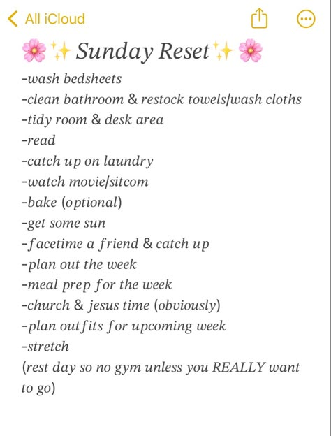 Sunday Reset Before School, Sunday Reset To Do List, Reset Sunday Routine, Sunday Reset Routine Aesthetic, Sunday Reset List, 6 Month Reset, Reset Day Checklist, Sunday Reset Checklist, Midweek Reset