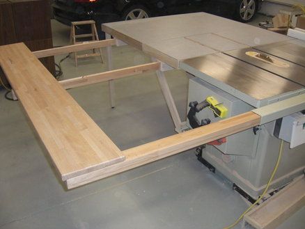 Folding; Sliding; Table Saw Extension Wing - by screwge @ LumberJocks.com ~ woodworking community Table Saw Extension, Sliding Table Saw, Table Saw Workbench, Best Circular Saw, Best Table Saw, Table Saw Fence, Woodworking Table Saw, Table Saw Stand, Diy Table Saw