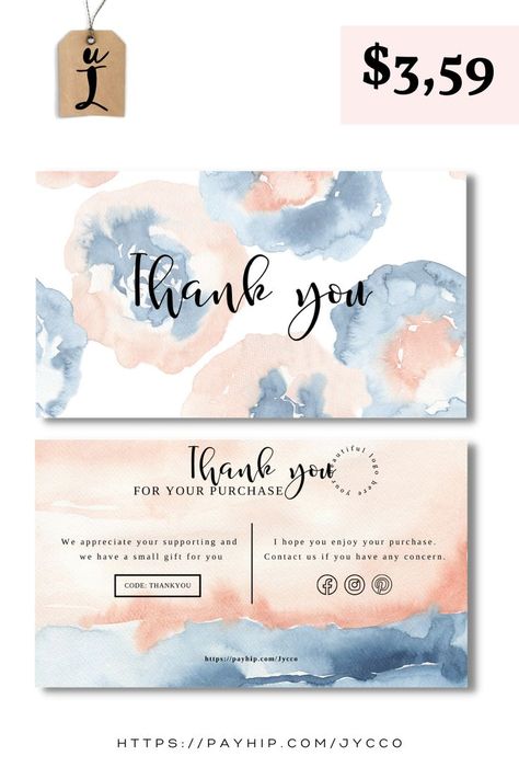 Digital Greeting Cards Design, Thank You Card Art Business, Thank U Card Design, Digital Cards Design Ideas, Thank You Card Design Template, Thankyoucard Design Business, Small Business Thank You Cards Design, Thank You Cards For Business, Creative Thank You Card Design