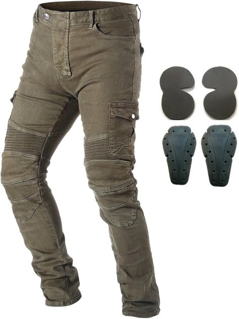 Takuey Men Motorcycle Riding Pants Racing Jeans with 4 X Knee Hip Pads Army Green M=30 at Amazon Men’s Clothing store Motorcycle Riding Pants, Motorcycle Riding Gear, Motocross Pants, Mens Casual Suits, Motorcycle Jeans, Guayabera Shirt, Biker Pants, Hip Pads, Motorcycle Pants