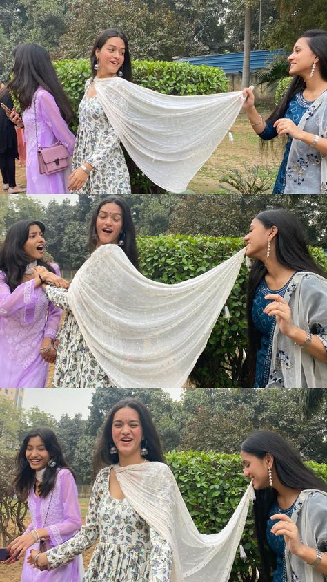 Traditional Aesthetic Friends, Recreate Photos Friends, Weird Matching Pfp Funny Couple, Friends Poses In Traditional, Best Friend Traditional Photos, Best Friend Poses Aesthetic Traditional, Trio Poses In Traditional, Trio Saree Poses, Photos For Trio Friends