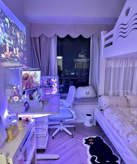 Anime Bedroom Ideas, Games Room Inspiration, Cool Room Designs, Dream Bedroom Inspiration, Gamer Room Decor, House Remodeling, Cute Bedroom Ideas, Room Redesign, Anime Room