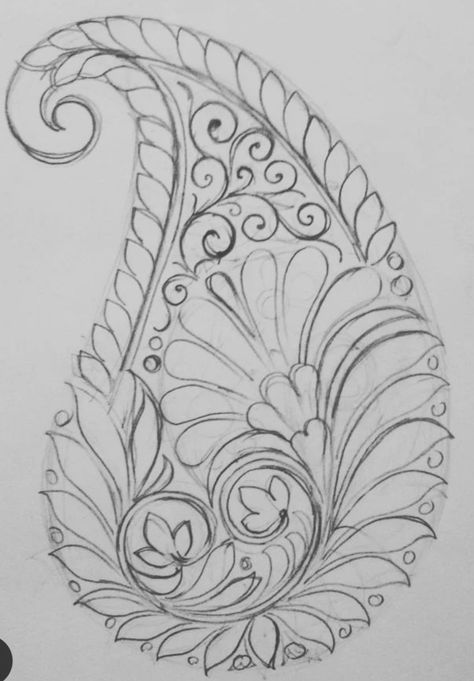 Butta Sketch Design, Paisley Pattern Drawing, Kalamkari Drawing, Motif Drawing, Flower Pattern Drawing, Bond Paper Design, Saree Painting, Fabric Painting Techniques, Whole Cloth Quilts