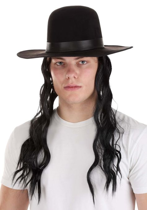 PRICES MAY VARY. Size: Standard 100% polyester faux suede, faux leather, & synthetic hair Molded faux suede hat has rounded crown, flat brim Hat has elastic band inside crown for snug fit Faux leather hat band at base of crown Are you ready to scare the pants off your friends this Halloween? They'll be fearing your tombstone piledriver when you become the Deadman of WWE with this Deluxe Undertaker Costume Hat! This hat is no ordinary accessory. It's an officially licensed WWE costume accessory, Wwe Undertaker Costume, Undertaker Costume, Wwe Costumes, Wrestling Costumes, Tiffany Costume, Forrest Gump Costume, Karate Kid Costume, Wwe Undertaker, Minecraft Costumes