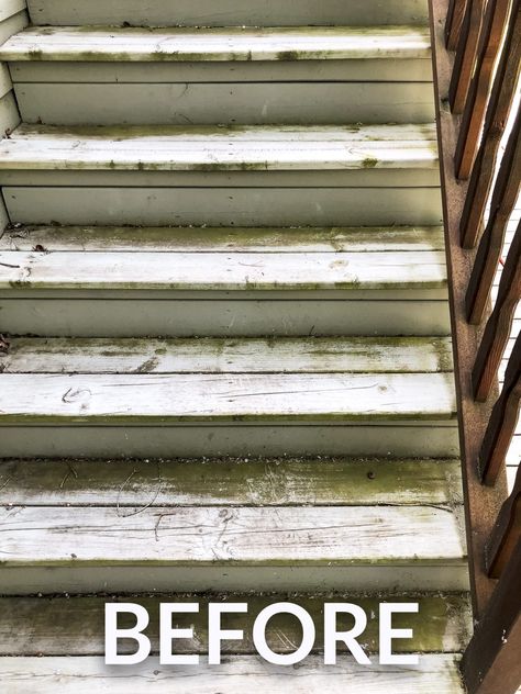 Giving new life to a worn out wood deck completely changes a home! Learn how to paint a deck with the best deck paint for an amazing transformation. #fromhousetohaven #deckpaint #painteddeck #howtopaintdeck #deckrefinishing Wood Deck Steps, Painted Wood Deck, Painted Wood Stairs, Deck Paint Colors, Wood Deck Railing, Stairs Colours, Porch Wood, Porch Paint, Nordic Winter