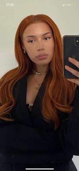 Light Skin Orange Hair, Ginger Hair Color Tan Skin, Cooper Hair On Black Women, Ginger Hair Light Skin Women, Ginger Hair Brown Women, Orange Copper Hair Color On Black Women, Ginger Hair For Brunettes, Cooper Orange Hair, Light Orange Brown Hair