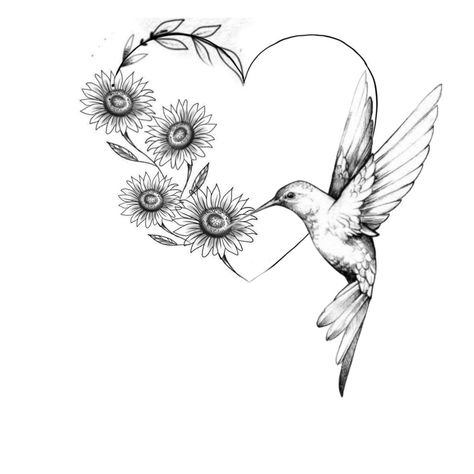 Sun Hummingbird Tattoo, Sunflower And Hummingbird Tattoo, Hummingbird And Rose Tattoo, Girasoles Tattoo, Mum Tattoos, Hummingbird Sketch, Hummingbird Flower Tattoos, Gladiolus Tattoo, Memorial Tattoo Designs