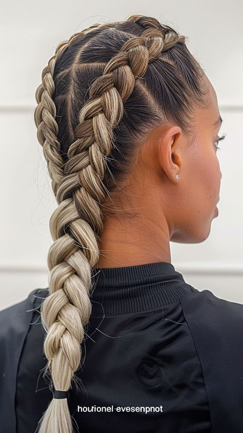 Elegant Side Braids for a Timeless Appeal Top Hair Braid, Dutch Feed In Braids, Wrestling Braids, Fighter Braids, Braids Dutch Braid, White Girl Braids Hairstyles, Braids For White Girls Hair, Braids With Added Hair, Hair Ideas Up