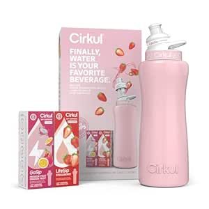 Cirkul 32oz. Blush Pink Stainless Steel Water Bottle Starter Kit with Pink Lid and 2 Flavor Cartridges (1 LifeSip Strawberry, 1 GoSip Passion Fruit Dragon Fruit) Zero Calories and No Sugar Cirkul Water Bottles, Fruit Dragon, Pink Water Bottle, Cute Water Bottles, Zero Calories, No Sugar, Dragon Fruit, Passion Fruit, Steel Water Bottle