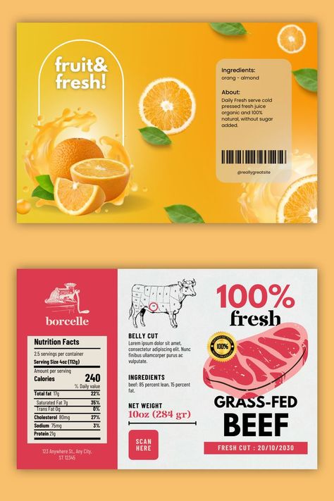 "A selection of beautifully designed food labels featuring various styles and designs."