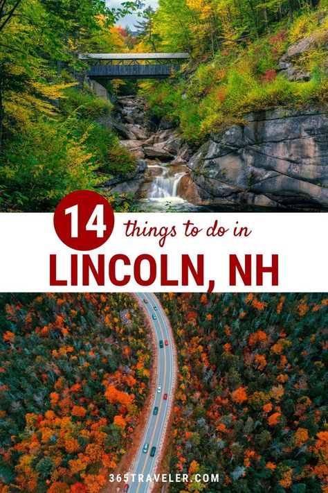 Lincoln, New Hampshire is a great destination to get “lost” in the mountains. Protected by the White Mountain National Forest, this cozy ski town has endless outdoor adventures -- and not just during the ski season.  You'll find fun outdoor activities here year-round. Here are 14 things to do in Lincoln NH that you just can't miss! Lincoln Nh Things To Do, Things To Do In Lincoln New Hampshire, Lincoln New Hampshire Fall, Lincoln New Hampshire Things To Do, New Hampshire White Mountains, Things To Do In New Hampshire, New Hampshire Things To Do In, New Hampshire Road Trip, Lincoln Nh