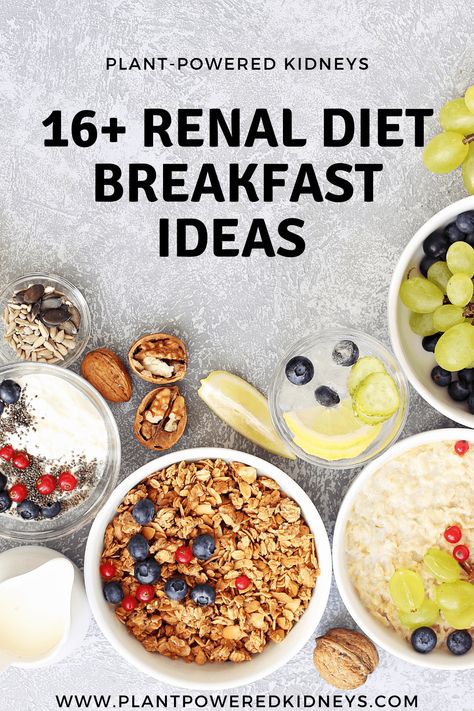 The Best Renal Diet Breakfast Ideas! Renal Diet Breakfast, Kidney Diet Food Lists, Diet Breakfast Ideas, Ckd Diet, Ckd Recipes, Renal Recipes, Kidney Healthy Foods, Kidney Diet Recipes, Kidney Friendly Recipes Renal Diet