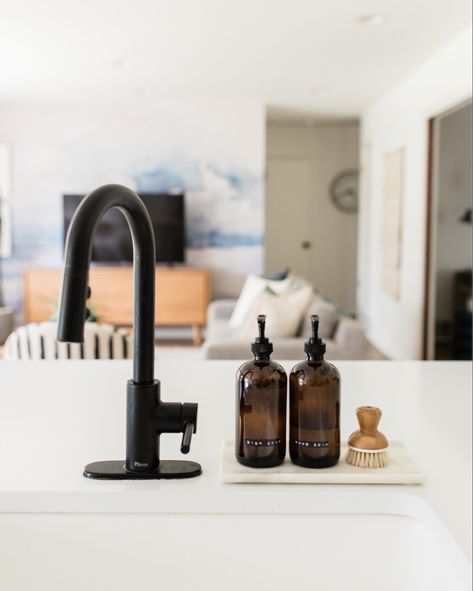 My favorite way to elevate kitchen necessities: 1. Decant dish and hand soap into amber glass dispensers and add a label 2. Buy a pretty sponge and/or scrubber 3. Corral every day sink items on a tray! http://liketk.it/3eHMC #liketkit @liketoknow.it @liketoknow.it.home #LTKhome #LTKunder50 Dish Soap And Sponge Tray, Dish Soap And Hand Soap Dispenser, Amber Soap Dispenser Bathroom, Kitchen Soap Dispenser Tray, Amber Glass Soap Dispenser Kitchen, Dish And Hand Soap Dispenser, Hand Soap Dispenser Kitchen, Dish Detergent Dispenser Ideas, Kitchen Sink Dish Soap Organization