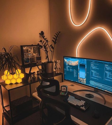 Programming Desk Setup, Programming Setup, Gaming Computer Room, Code Programming, Dream Setup, Lightning In A Bottle, Pc Setups, Video Game Rooms