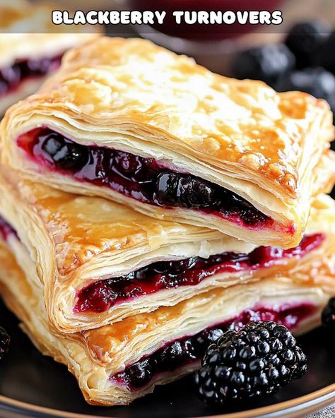 Yay Recipes Blackberry Turnovers, Yay Recipes, Blackberry Filling, Apple Coleslaw, Spinach Frittata, Turnover Recipes, Sweet Glaze, Puff Pastry Sheets, Flaky Crust