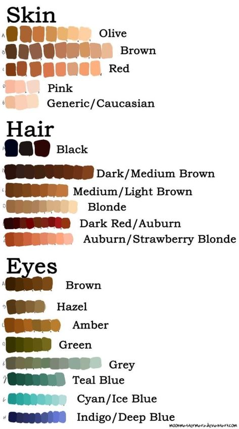 Skin And Hair Color Palette, Brown Hair Colour Palette, Skin Coloring Digital Art, Digital Art Hair Color Palette, Hair Color Palette Procreate, Colour Palette Character, Digital Art Shadow, Digital Art Hair Color, Strawberry Blonde Hair Color Palette