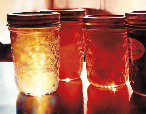 Jelly Shelf, 1999 | Art Canada Institute Mary Pratt, Christopher Pratt, Canadian Painters, Jelly Jars, Painted Jars, Truro, Canadian Art, Canadian Artists, Print Artist