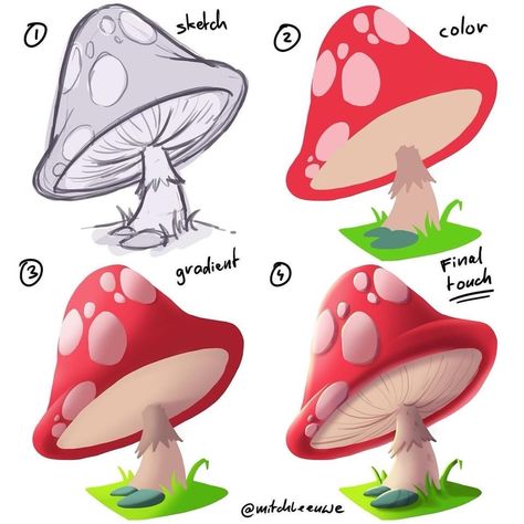 Bubble Drawing, Cartoon Mushroom, Mushroom Drawing, Graphic Design Infographic, Art Theory, Paint Brush Art, Affinity Designer, Game Concept Art, Ipad Art