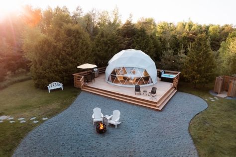 South Geodome - Birchwood Luxury Camping - Dome houses for Rent in Port Perry, Ontario, Canada - Airbnb Dome Airbnb, Dome Houses, Container Pool, Husband Funny, Nature Friendly, Dome House, Luxury Camping, Geodesic Dome, Floor To Ceiling Windows