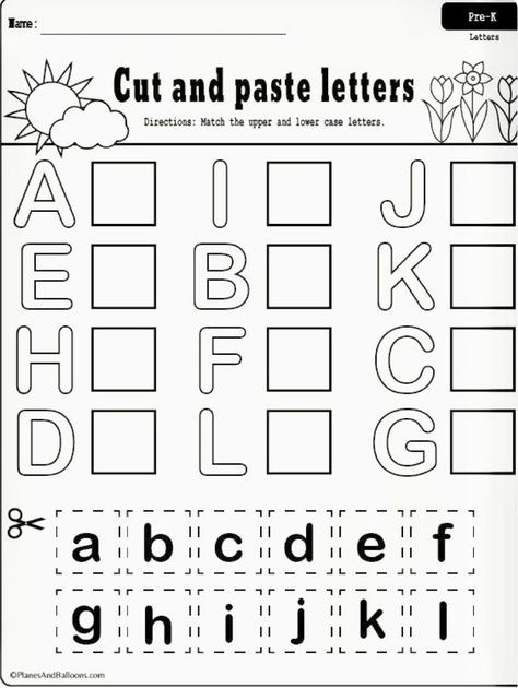 Spring Worksheets Preschool, Letter Matching Worksheet, Abc Order Worksheet, Spring Worksheet, Printable Alphabet Worksheets, Abc Worksheets, Alphabet Worksheets Kindergarten, Cut And Paste Worksheets, Matching Worksheets