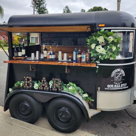 Mobile Bar Rental & Bartending Service | Wandering Spirits Mobile Bar Tender, Mobile Soda Bar, Bartender Cart, Mobile Bar Trailer Decor, Mobile Bartending Business Ideas, Airstream Mobile Bar, Mobile Bar Service, Mobile Bartender Set Up, Mobil Bartending