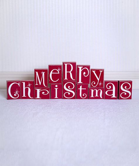 Look at this 'Merry Christmas' Block Sign Set on #zulily today! Christmas Blocks, Primitive Christmas, Silhouette Projects, Throw Blankets, Christmas Crafts Diy, Wonderful Time, Word Art, Holiday Cheer, Slipcovers