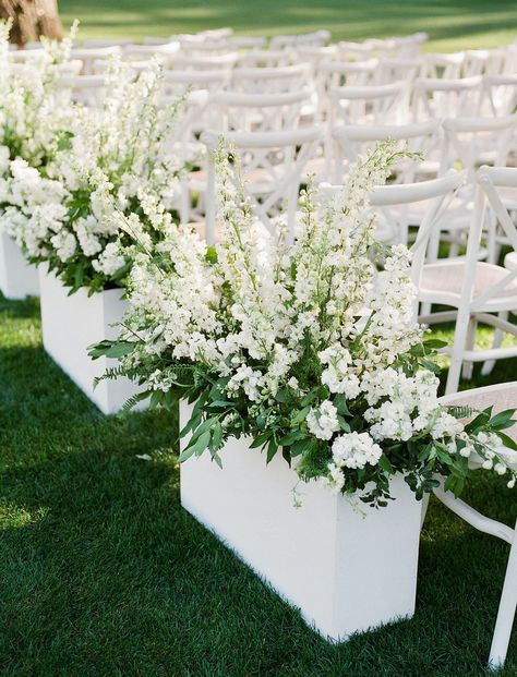 Brentmore Stand Centerpiece, Flower Lined Aisle Wedding, Cavern Wedding, Modern Wedding Aisle, Wedding Pew Flowers, Monochromatic Wedding Colors, Monochromatic Wedding, Wedding Isles, Aisle Flowers