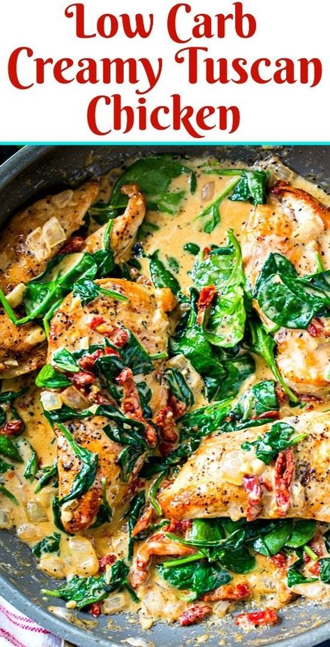 Creamy Tuscan Chicken, Law Carb, Healthy Low Carb Dinners, Breakfast Low Carb, Low Carb Chicken Recipes, Tuscan Chicken, Keto Brownies, Low Carb Diet Recipes, Healthy Low Carb Recipes