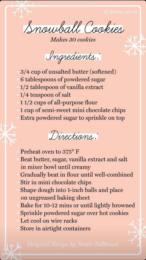 Diana Dares, Snowball Cookies, Antique Finds, Mini Chocolate Chips, Cookies Ingredients, Baking Sheet, Powdered Sugar, Fashion Outfit, Unsalted Butter