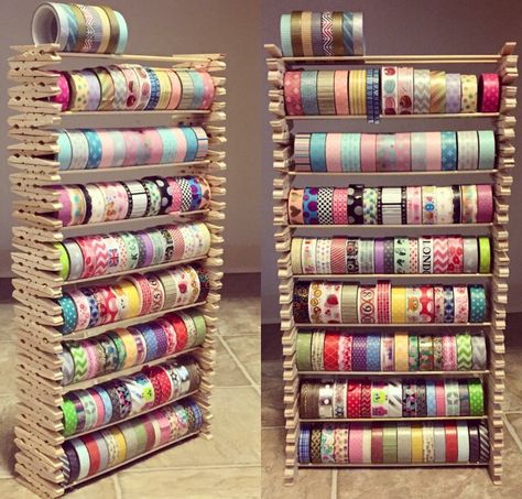 Washi Storage, Washi Tape Storage, Tape Storage, Ribbon Storage, Washi Tape Crafts, Dream Craft Room, Washi Tape Diy, Scrapbook Room, Office Crafts