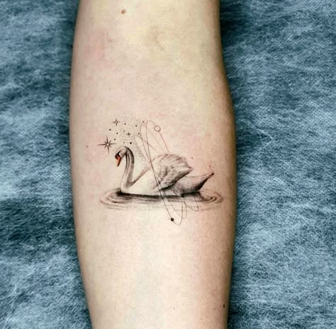 Swan And Lotus Tattoo, Swan Arm Tattoo, Swan Finger Tattoo, Small Swan Tattoo, Simple Swan Tattoo, Two Swans Tattoo, White Swan Tattoo, Swan Tattoo Design, Tattoo Swan