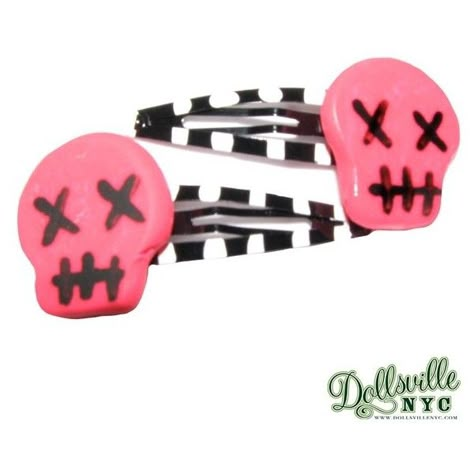 Skull Barrette Hair Clips-Hot Pink with Black & White Stripes Goth,... ($8) ❤ liked on Polyvore featuring accessories, hair accessories, hair, jewelry, hair clip, goth hair accessories, gothic hair accessories, hot pink hair accessories, skull hair clips and long hair clips Emo Hair Accessories, Scene Hair Accessories, Skull Hair Accessories, Emo Hair Clips, Hot Topic Hair Clips, Goth Hair Clips, Pastel Goth Hair, Black Scene Hair, Hot Pink Scene Hair