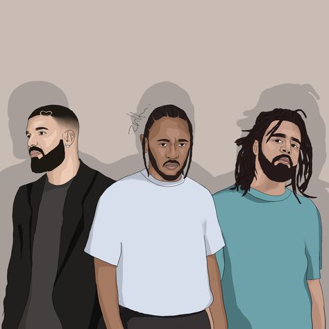 Drake Kendrick J Cole, Drake Vs Kendrick, Kendrick Vs Drake, Drake Cartoon, J Cole And Drake, Drake J Cole, Kendrick Lamar Art, Chill Songs, Iphone Wallpaper Stills