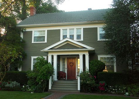 green exterior house colors | Recent Photos The Commons Getty Collection Galleries World Map App ... Olive Green House Exterior, Green House Paint, Green House Color, App Green, Green Exterior Paints, Colonial Revival House, Green Exterior House Colors, Grey Exterior House Colors, Green House Exterior