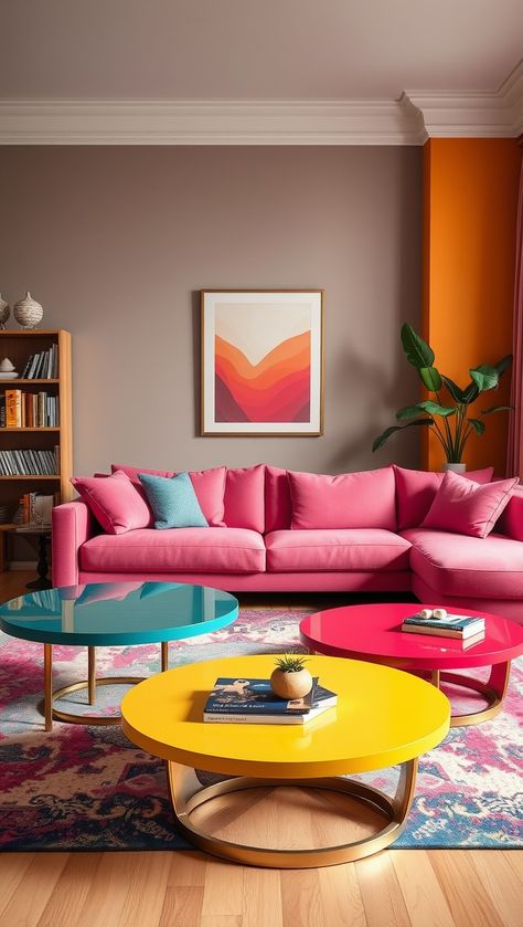 20 Vibrant Ideas to Transform Your Living Room with Color – knivespoint.com Living Room With Color, Room With Color, Statement Mirror, Living Room Colors, Color Splash, Accent Chairs, Color Pop, Color Palette, Gallery Wall