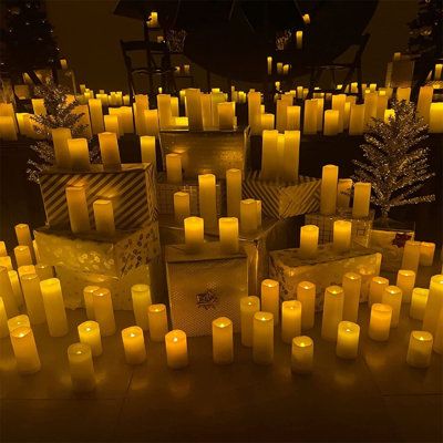 Each candle is powered by 2 AA batteries and controlled by a remote control from 5-10 metres away. One remote controls all candles. High quality battery can last more than 300 hours. The bulb can last more than 30,000 hours. You can reuse them again and again. Our flameless candles are safe and flameless, with LED lights, no fire and no smoke. There is no need to worry about the fire caused by the elderly, children or pets knocking over the candles. It is an excellent living item to create a war Battery Powered Candles, Flameless Candle Set, Ivory Candles, Fake Candles, Electronic Candles, Battery Candles, Led Pillar Candle, Flameless Led Candles, Electric Candles