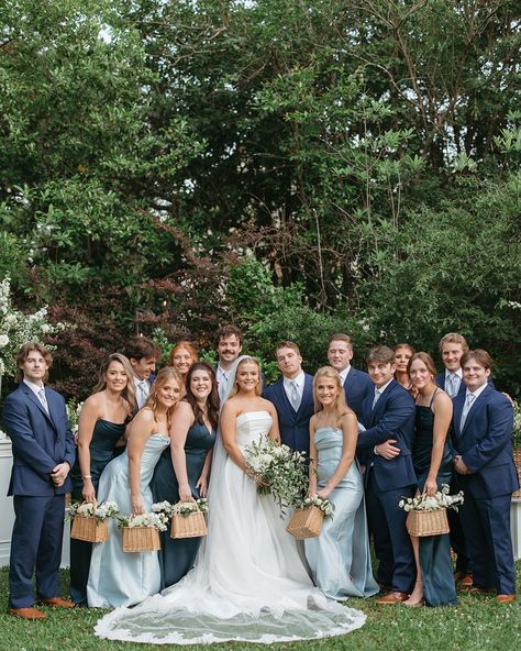 The bridal Ｐａｒｔｙ 🍾 And still not over these bridesmaids carrying baskets. 🤍 Happy Friday! @taylormillsphoto @meggybru @fairfield_place Light Blue Bridal Party, Light Blue Wedding Party, Bridal Party Blue, Bridesmaid Basket, Blue Bridal Party, Blue Wedding Party, Bridal Party Color Schemes, Bridal Parties Colors, Bridal Party Outfit