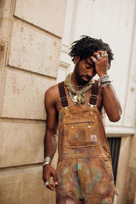 Afro Punk Fashion Men, Percy Aesthetic, Punk Fashion Men, Dancehall Queen, Wear Bandana, Short Dreads, Black Hippy, Afro Punk Fashion, Paris Fashion Week Men