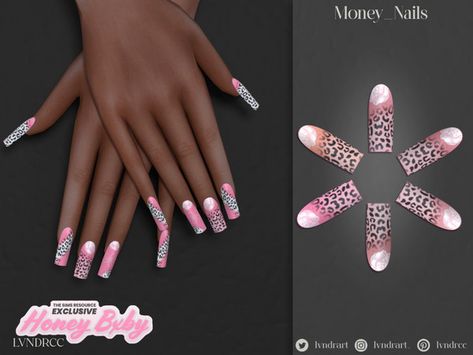 The Sims Resource - (HoneyBxby) Money Nails Sims 4 Cc Flower Clothes, Sims 4 Money Cc, Ts4 Nails Cc, Sims 4 Leopard Print Cc, Sims Nails Cc, Sims 4 Cc French, Sims4 Cc Nails, Maxis Match Clothes Cc, Sims 4 Maxis Match Clothes