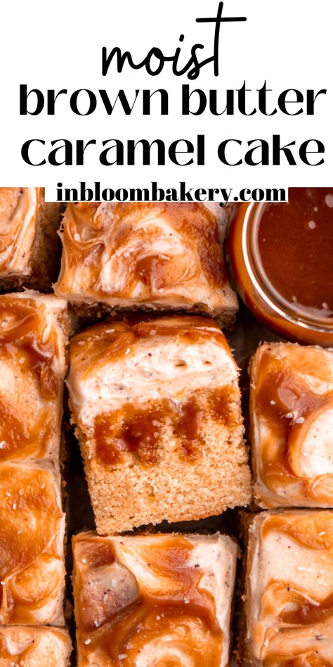 Brown Sugar Salted Caramel Cake, Brown Butter Caramel Sauce, Brown Butter Vanilla Cake, Dessert With Caramel Sauce, Browned Butter Desserts, Brown Butter Dessert Recipes, Brown Butter Caramel Cake, Brown Butter Recipes Baking, Brown Butter Desserts