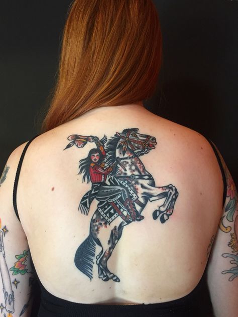 Everlasting Tattoo, Cowgirl Tattoo, Traditional Back Tattoo, Cowgirl Tattoos, Cowboy Tattoos, Traditional Tattoo Inspiration, Traditional Style Tattoo, Western Tattoos, Traditional Tattoo Sleeve