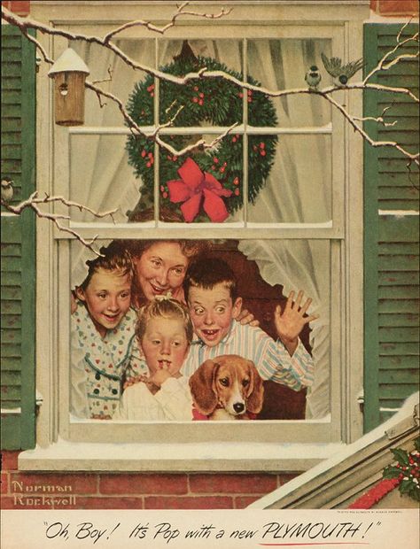 Norman Rockwell Christmas, Norman Rockwell Art, Rockwell Paintings, Norman Rockwell Paintings, Looking Out The Window, Images Vintage, Old Fashioned Christmas, Foto Vintage, Christmas Past