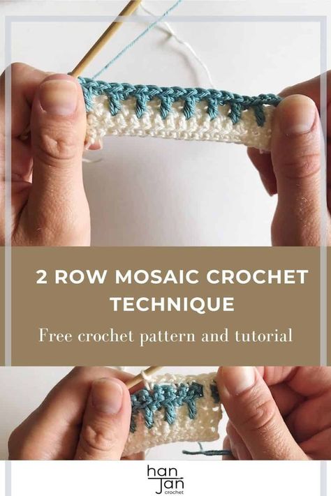 Learn how to work the 2 row mosaic crochet technique with this photo and video tutorial from HanJan Crochet. Includes a free mosaic crochet blanket pattern and how to read crochet charts too. #mosaiccrochet #2rowmosaiccrochet #mosaiccrochettechnique Beginner Mosaic Crochet Tutorial, How To Crochet Mosaic Patterns, Crochet Mosaic Moss Stitch, Mosaic Crochet Tutorials Free, Mosaic Crochet Headband, Overlay Crochet Tutorial, Mosaic Crochet Patterns Free Tutorial, Small Mosaic Crochet Projects, Crochet Mosaic Square