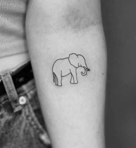 Basic Elephant Tattoo, Elephant Tattoos Cartoon, Elephant Line Work Tattoo, Medium Elephant Tattoo, Mini Elephant Tattoo Simple, Elephant Tattoos Line Art, Elephant Minimal Tattoo, Simplistic Elephant Tattoo, Small Thai Elephant Tattoo