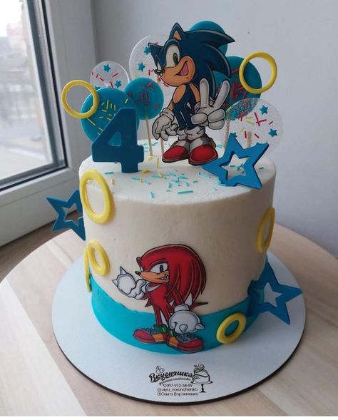 Tort Sonic, Sonic Cakes For Boys, Pastel Sonic, Sonic Birthday Cake, Sonic Cake, Super Mario Cake, Hedgehog Cake, Mario Cake, Hedgehog Birthday