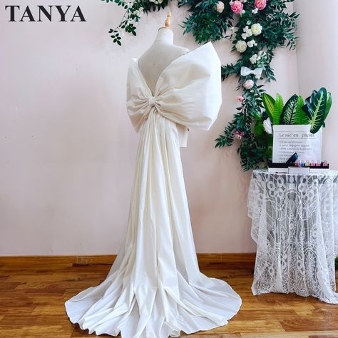 54.6US $ 30% OFF|Beige Taffeta Bow Cape For Wedding Big Bownot Detachable Train Bridal Wrap Romantic Shawl Bride Accessories| |   - AliExpress Detachable Train, Bow Wedding Dress, Bridal Wrap, Bride Accessories, Formal Attire, Big Bows, Bridal Couture, Branding Inspiration, Shawl