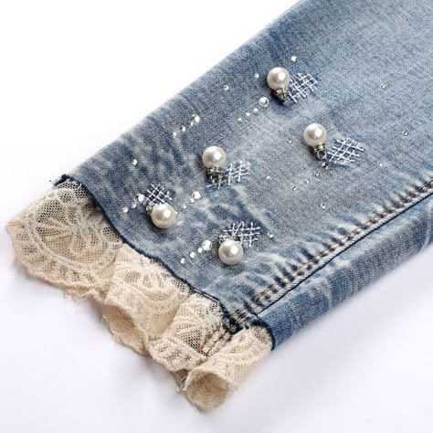 Artisanats Denim, Jean Diy, Diy Pants, Sewing Jeans, Lace Jeans, Diy Jeans, Denim Art, Sew Ins, Denim Ideas