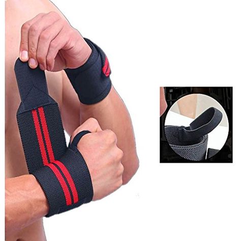 Wrist Wraps Support Strength Brace Straps (Pair) for Weightlifting, Crossfit, Bodybuilding, Gym - One Size Fits all Men  #ExerciseFitnessAccessories Gym Wrist Straps, Wrist Wraps, Lifting Straps, Fitness Accessories, Gym Accessories, Gym Essentials, Wrist Wrap, Workout Accessories, Powerlifting